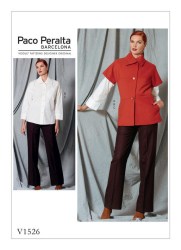 1526 VOGUE PACO PERALTA MIDRIFF JACKET, LS SHIRT, PANTS PATTERN 14-22 uncut
